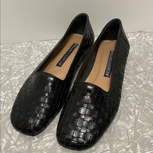 Hillard & Hanson BlackWoven Leather Flats Loafers SZ 10M